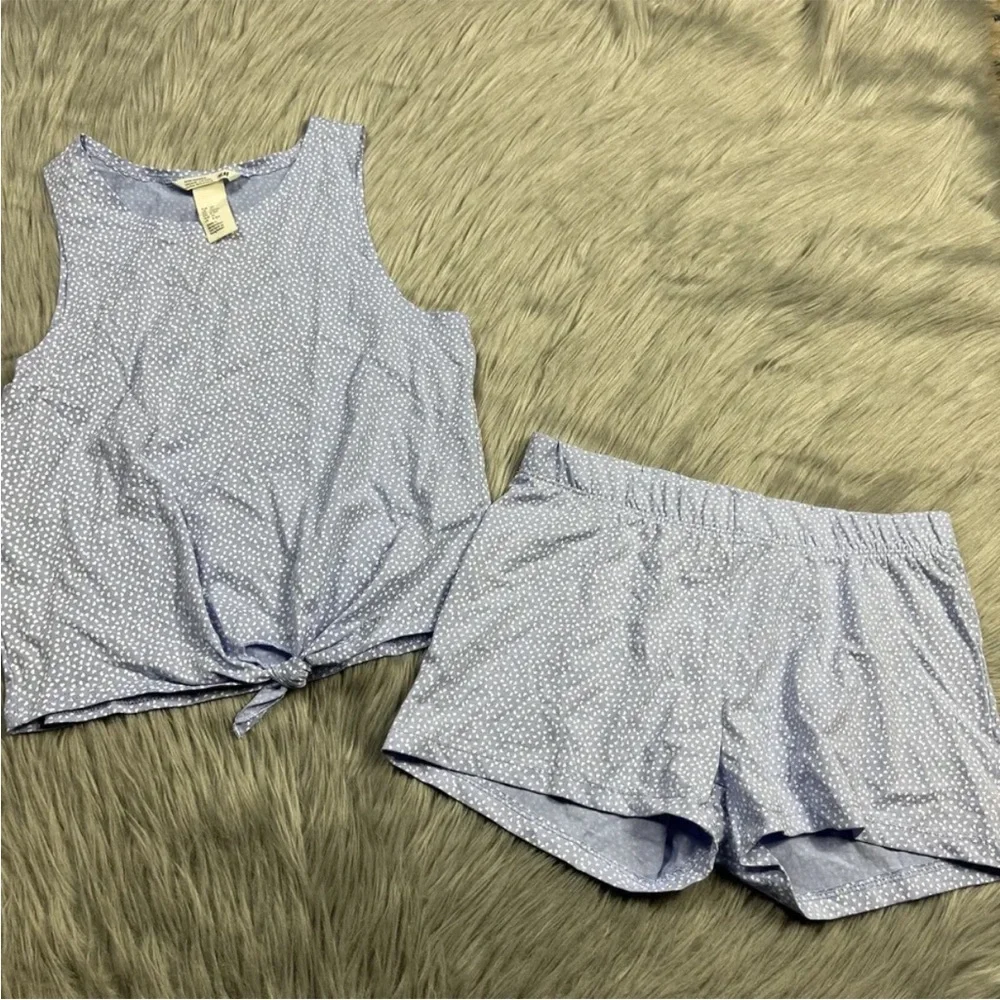 H&M Girls Heart Print 2 Piece Cotton Tank Shorts Set Size 10